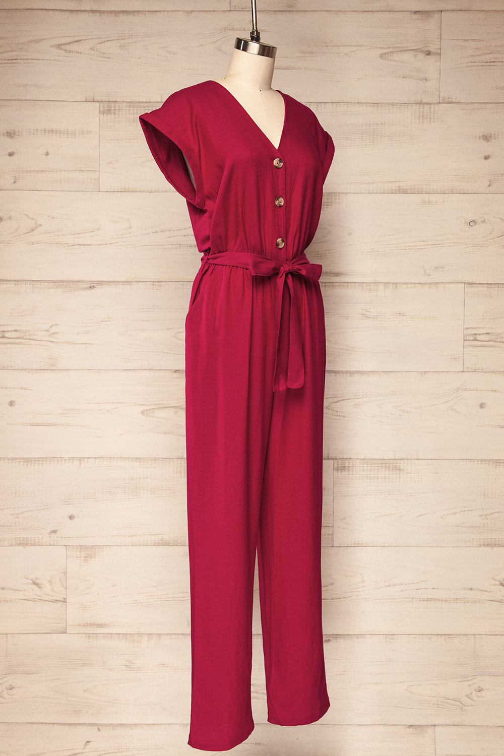 Aisling Red Loose Fitting Jumpsuit w/ Belt | La petite garçonne side view