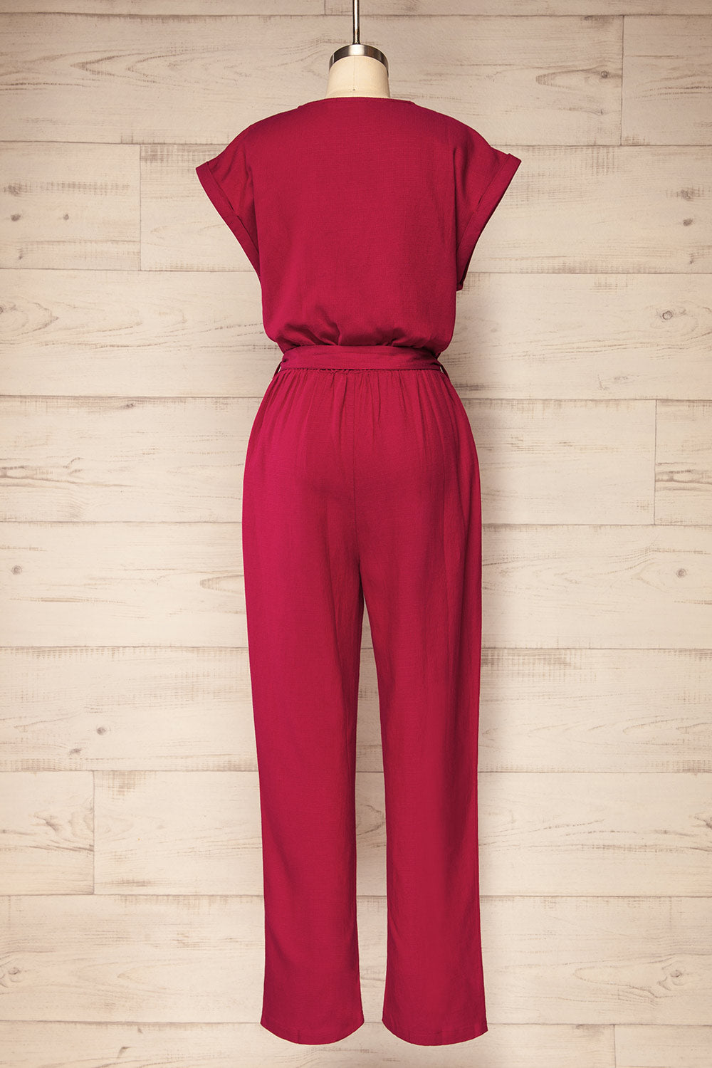 Aisling Red Loose Fitting Jumpsuit w/ Belt | La petite garçonne back view