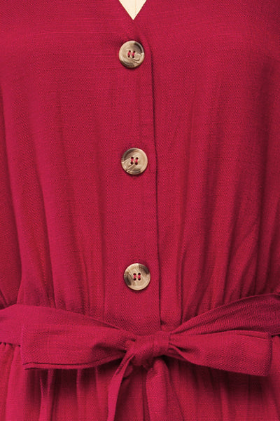 Aisling Red Loose Fitting Jumpsuit w/ Belt | La petite garçonne fabric