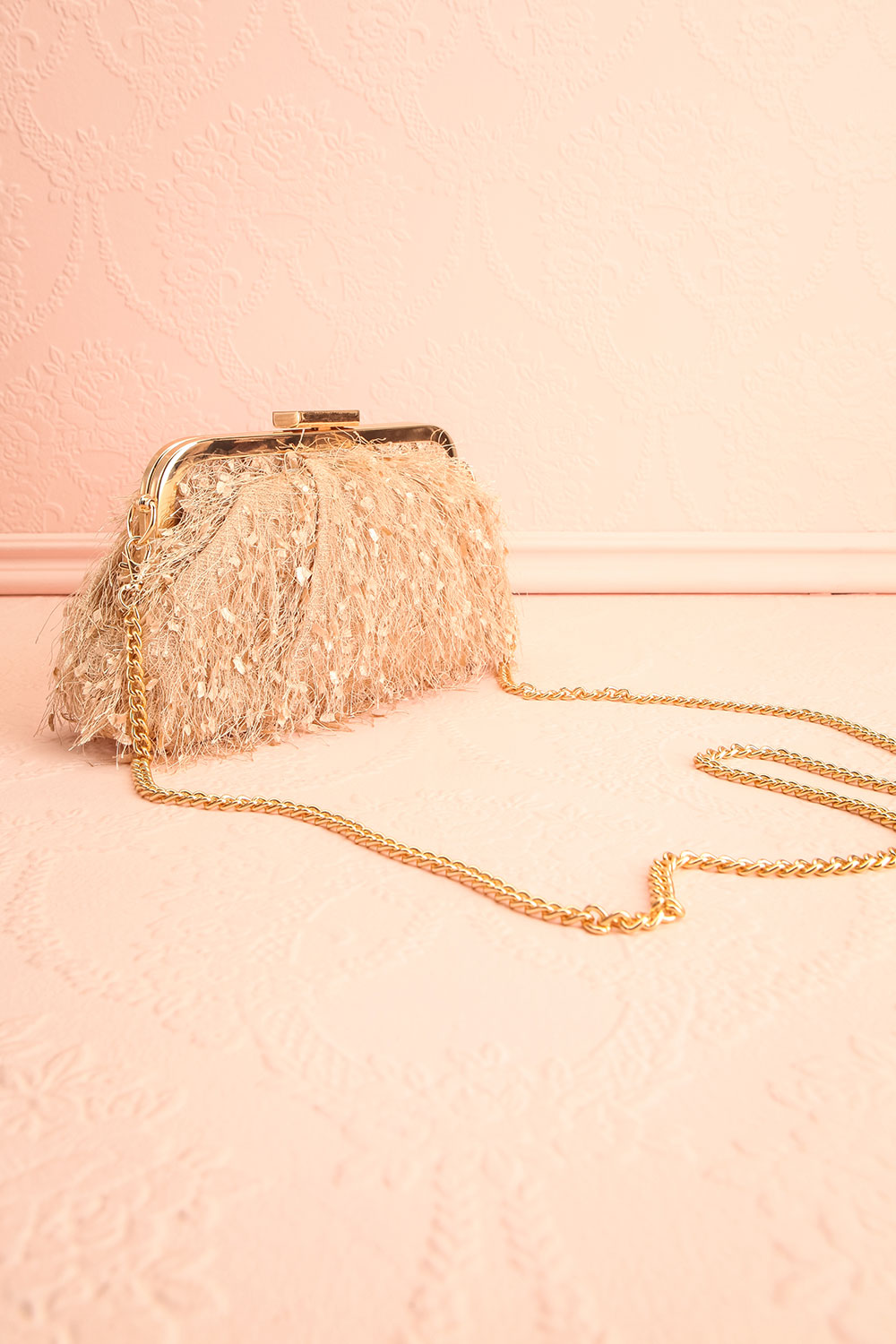 Akaa Beige Fringe Clutch | Boutique 1861 side view