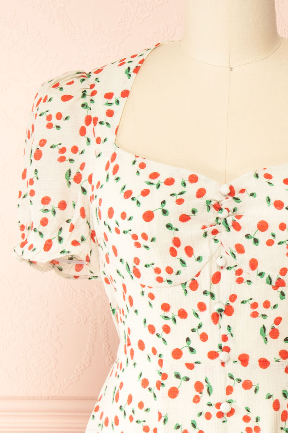 Akkos Short Sleeve Midi Dress w/ Orange Pattern | Boutique 1861 front