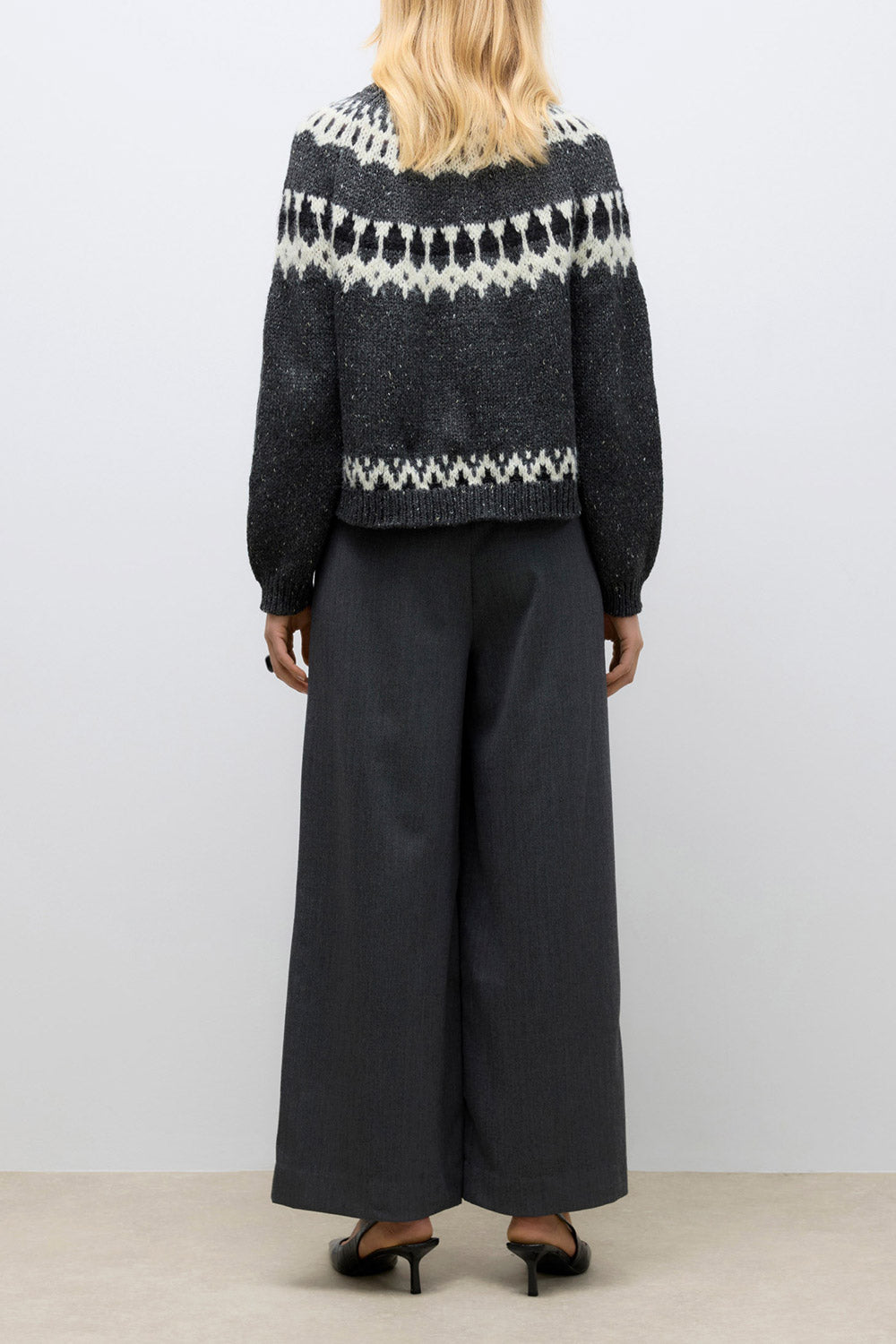 Akola Grey Wide Leg Pants | La petite garçonne back view on model