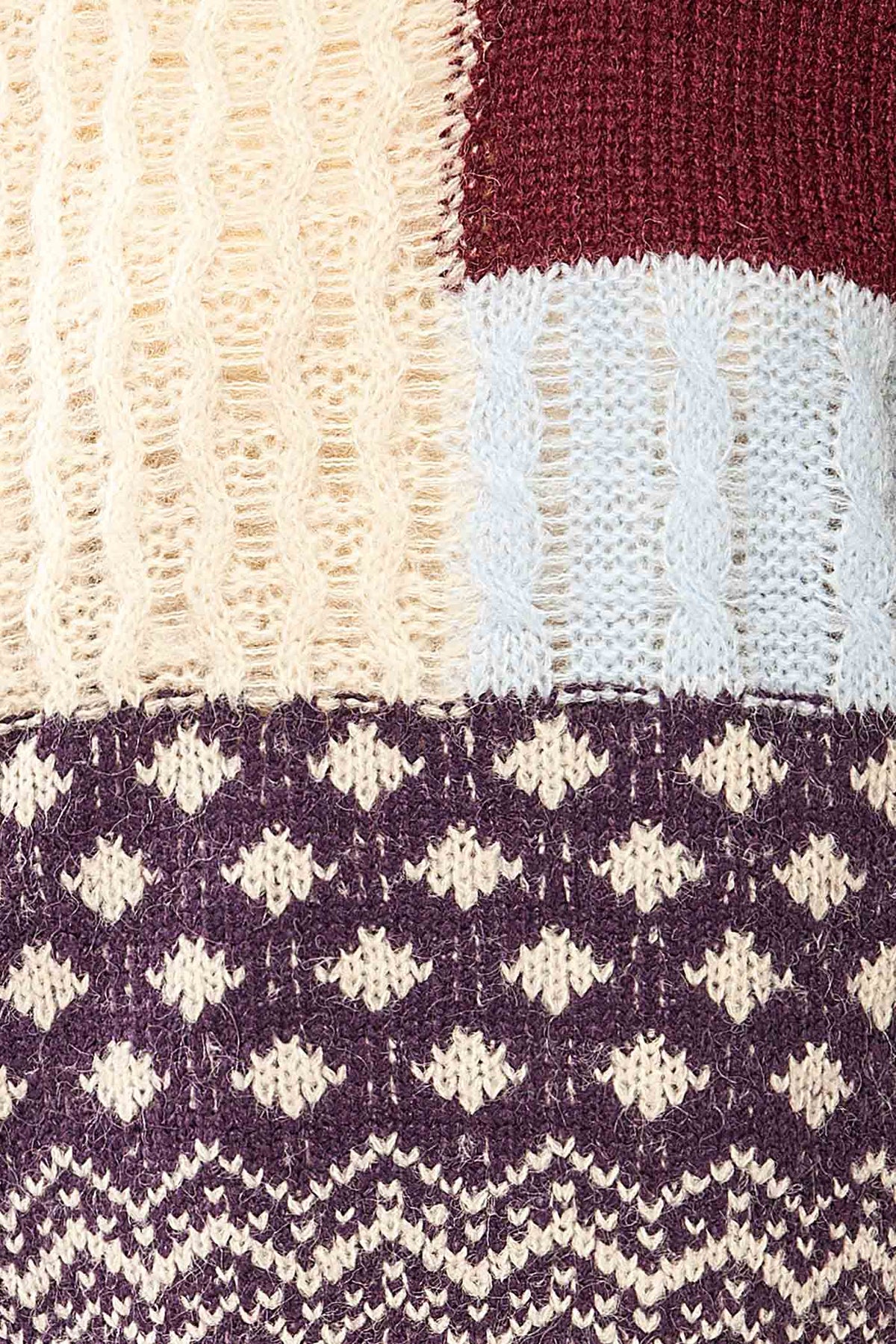 Alamo | Multicolour Patchwork Cable Knit Sweater