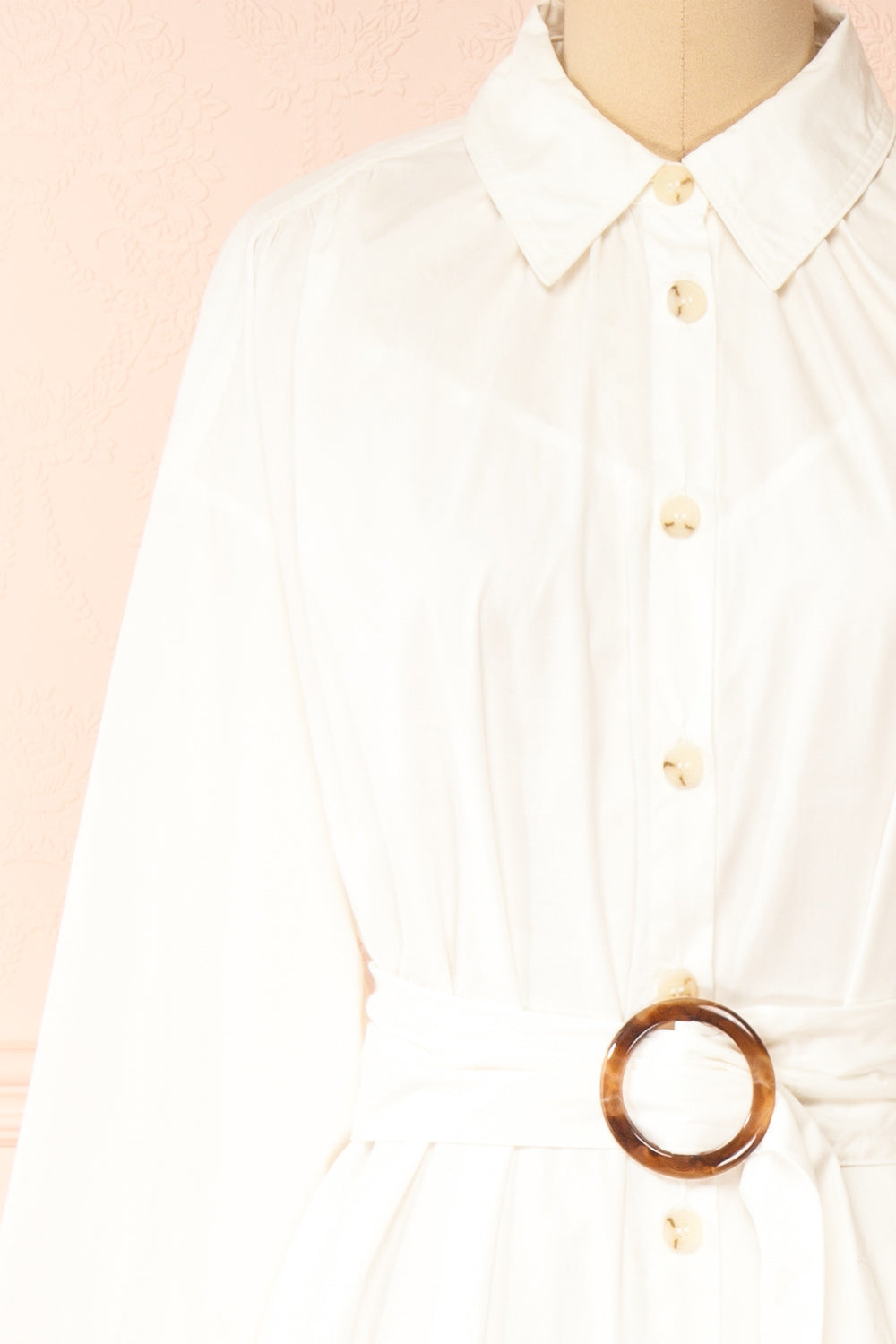 Alanna Long White Shirt Dress w/ Belt | Boutique 1861 front