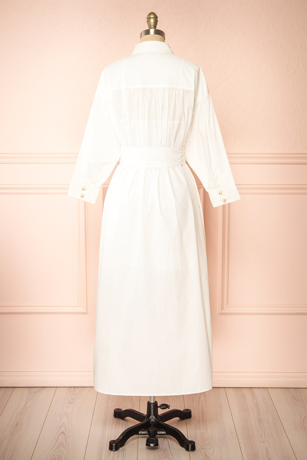 Alanna Long White Shirt Dress w/ Belt | Boutique 1861 back view