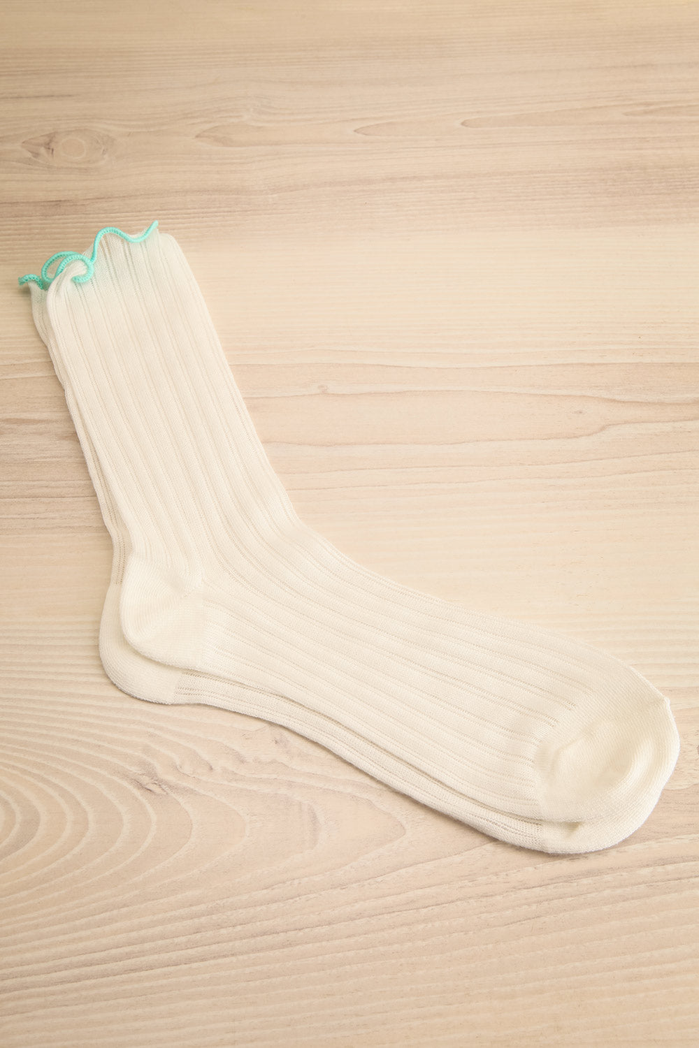 Alaska White Socks with Sheer Stripes | La petite garçonne view
