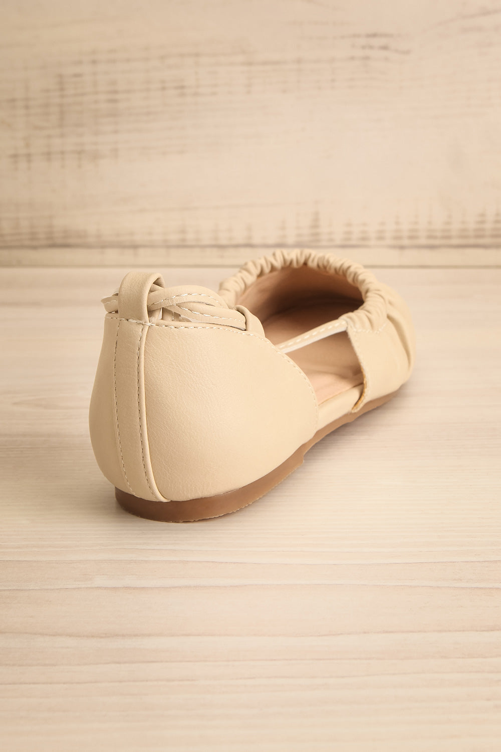 Alastor Beige Ballerina Flats w/ Ankle Tie | La petite garçonne back view