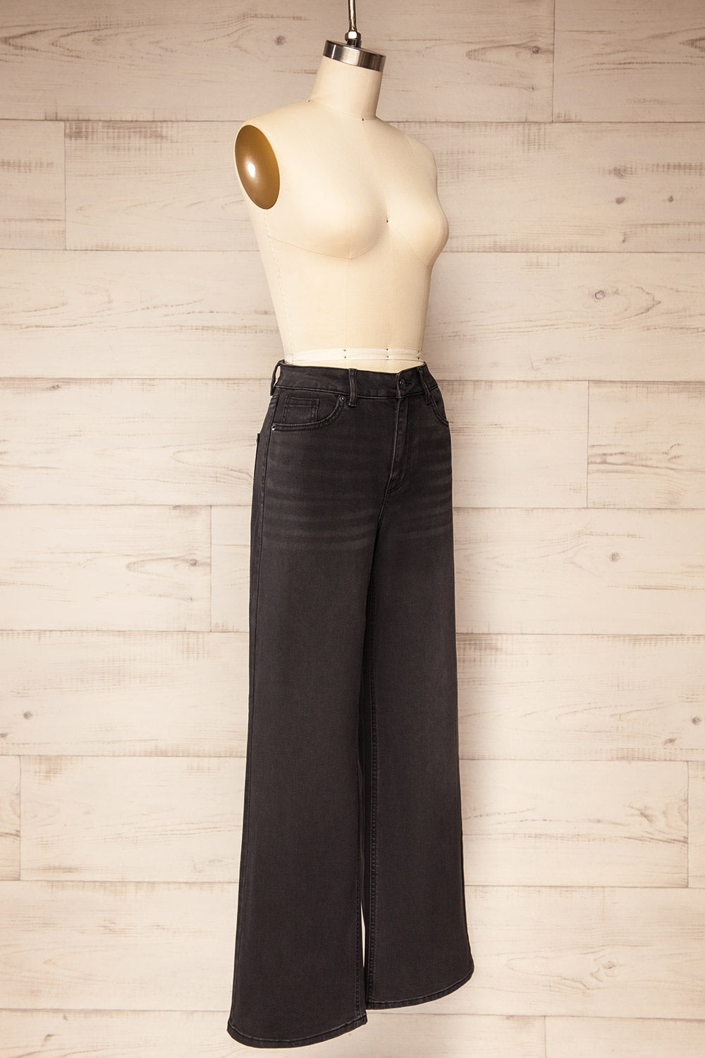 Alatri Black Stretch High-Waisted Denim Pants | La petite garçonne side view