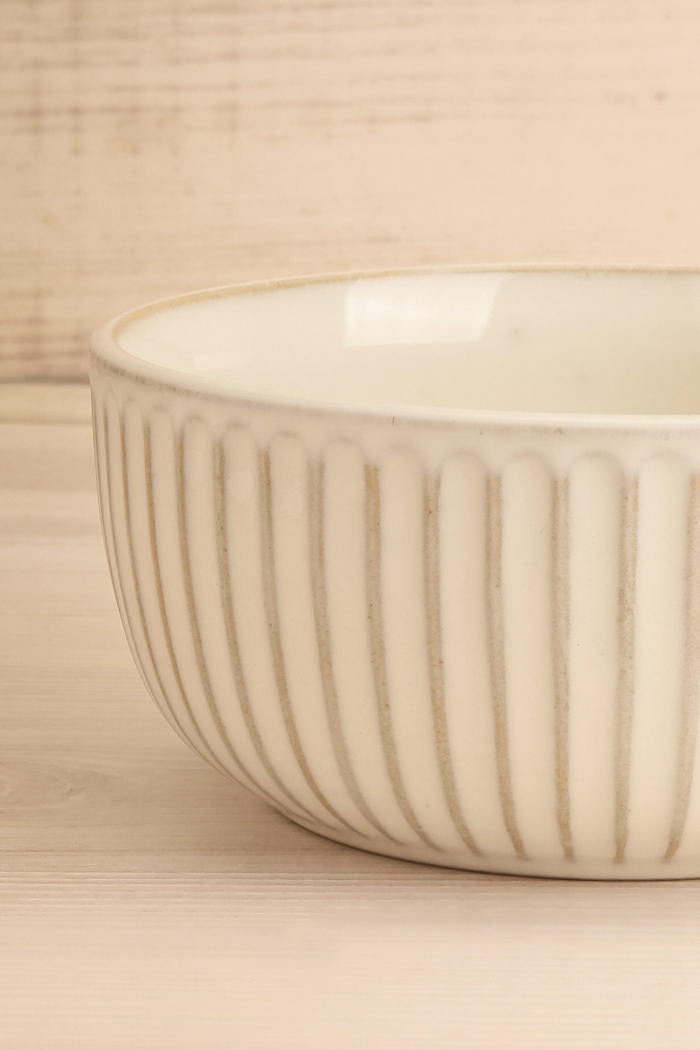 close-up of Albedo Ribbed Ceramic Bowl at Maison garçonne