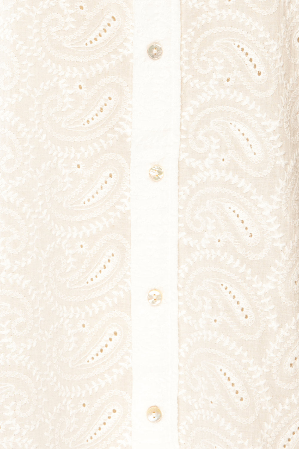 Aldbourne White Long Sleeve Shirt w/ Embroidery | La petite garçonne fabric