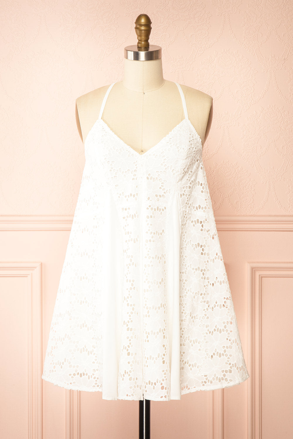 Alexandrine Short White Openwork Dress | Boutique 1861 front view