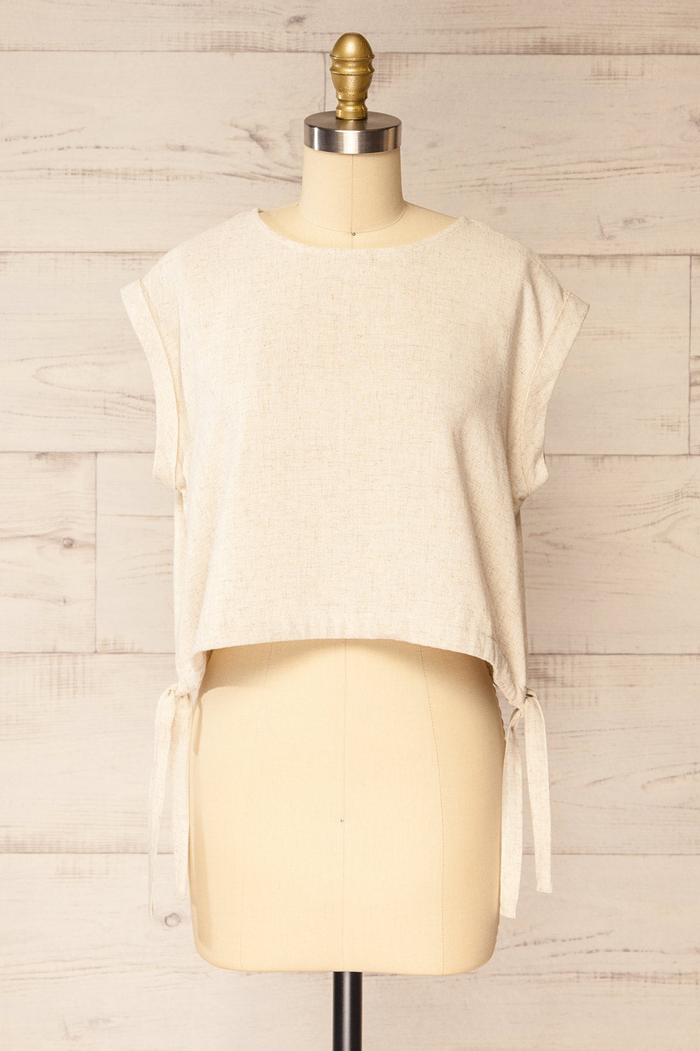 Alexiane Beige Crop Top w/ Adjustable Waist | La petite garçonne loose