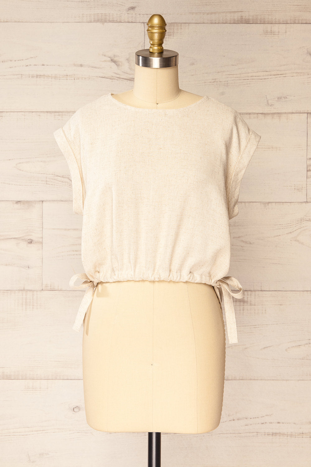 Alexiane Beige Crop Top w/ Adjustable Waist | La petite garçonne front view
