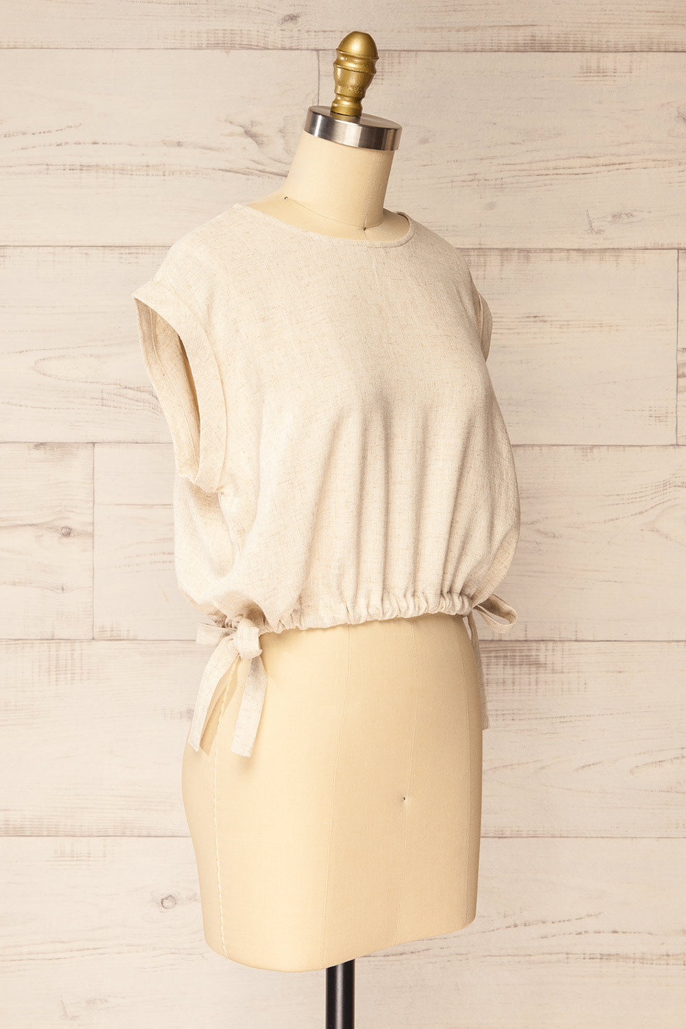 Alexiane Beige Crop Top w/ Adjustable Waist | La petite garçonne side view