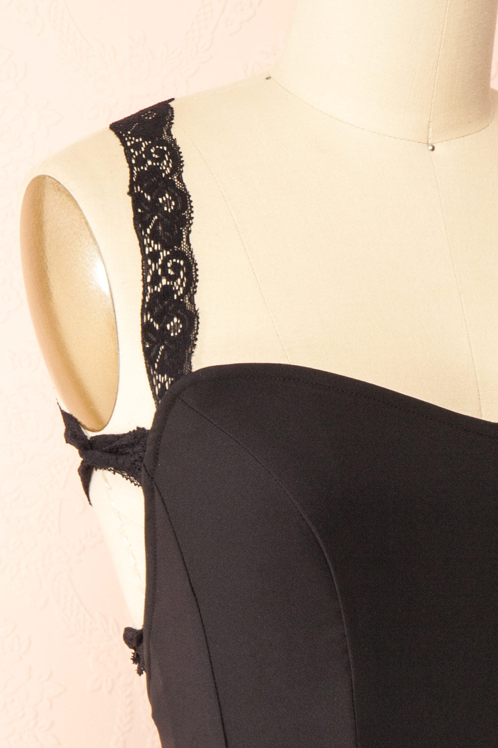 Aleyna Short Black Dress w/ Lace Straps | Boutique 1861 side