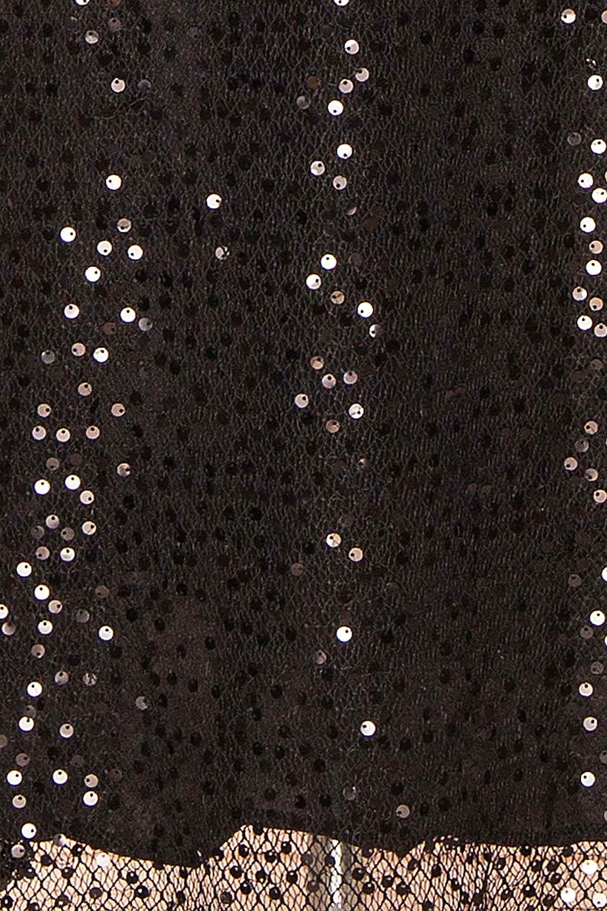 Alfea Black | Sequin Mesh Midi Dress with Cowl Neck