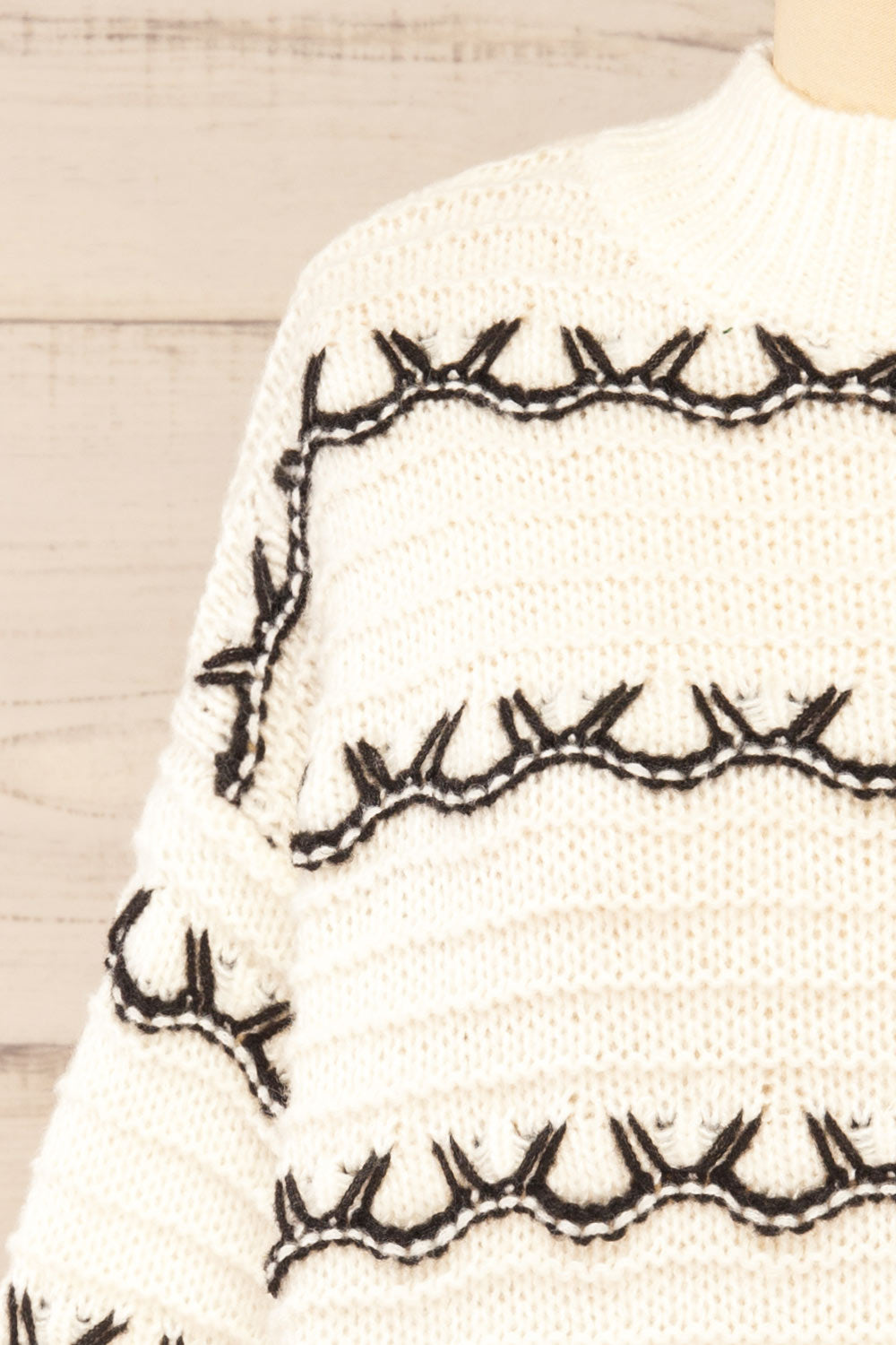 Alfreton Ivory Round Mock Knit Sweater | La petite garçonne front