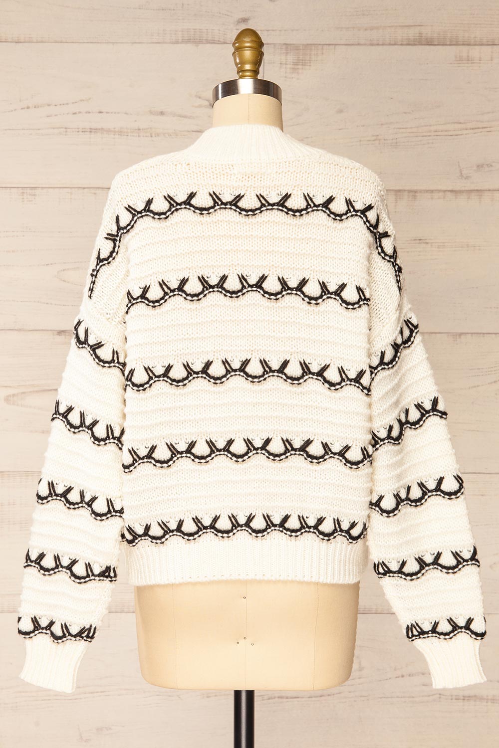 Alfreton Ivory Round Mock Knit Sweater | La petite garçonne back view