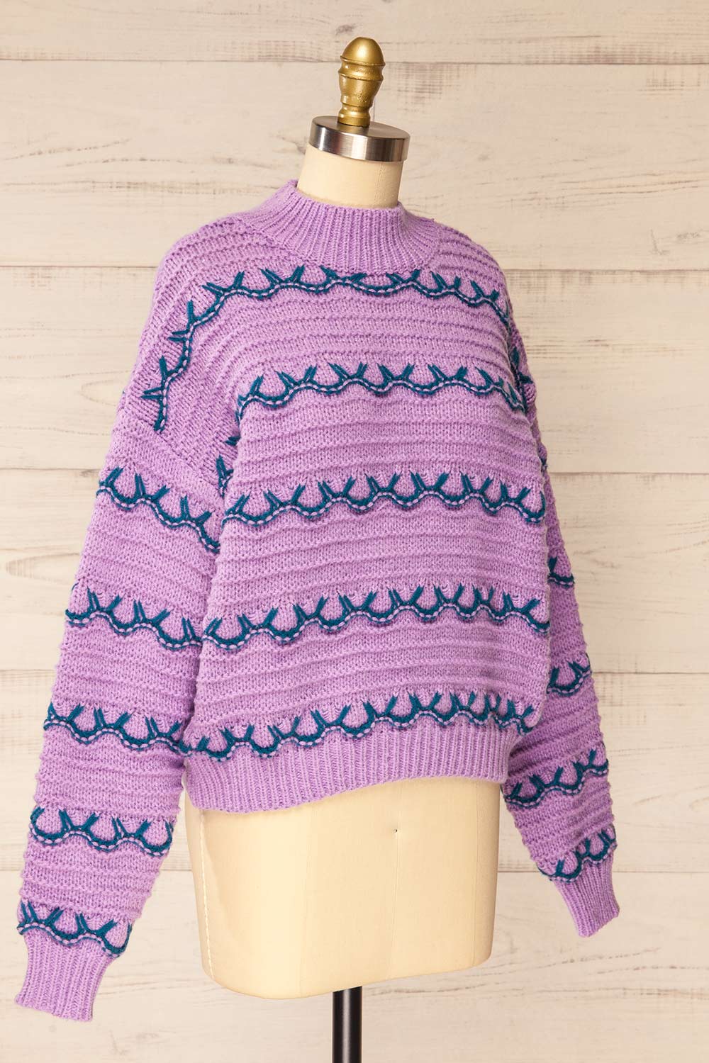 Alfreton Purple Round Mock Knit Sweater | La petite garçonne side view