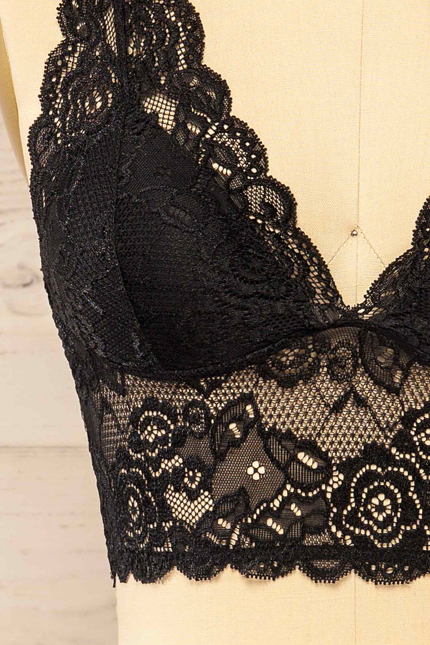 Alghero Black Floral Lace Bralette | La petite garçonne fabric