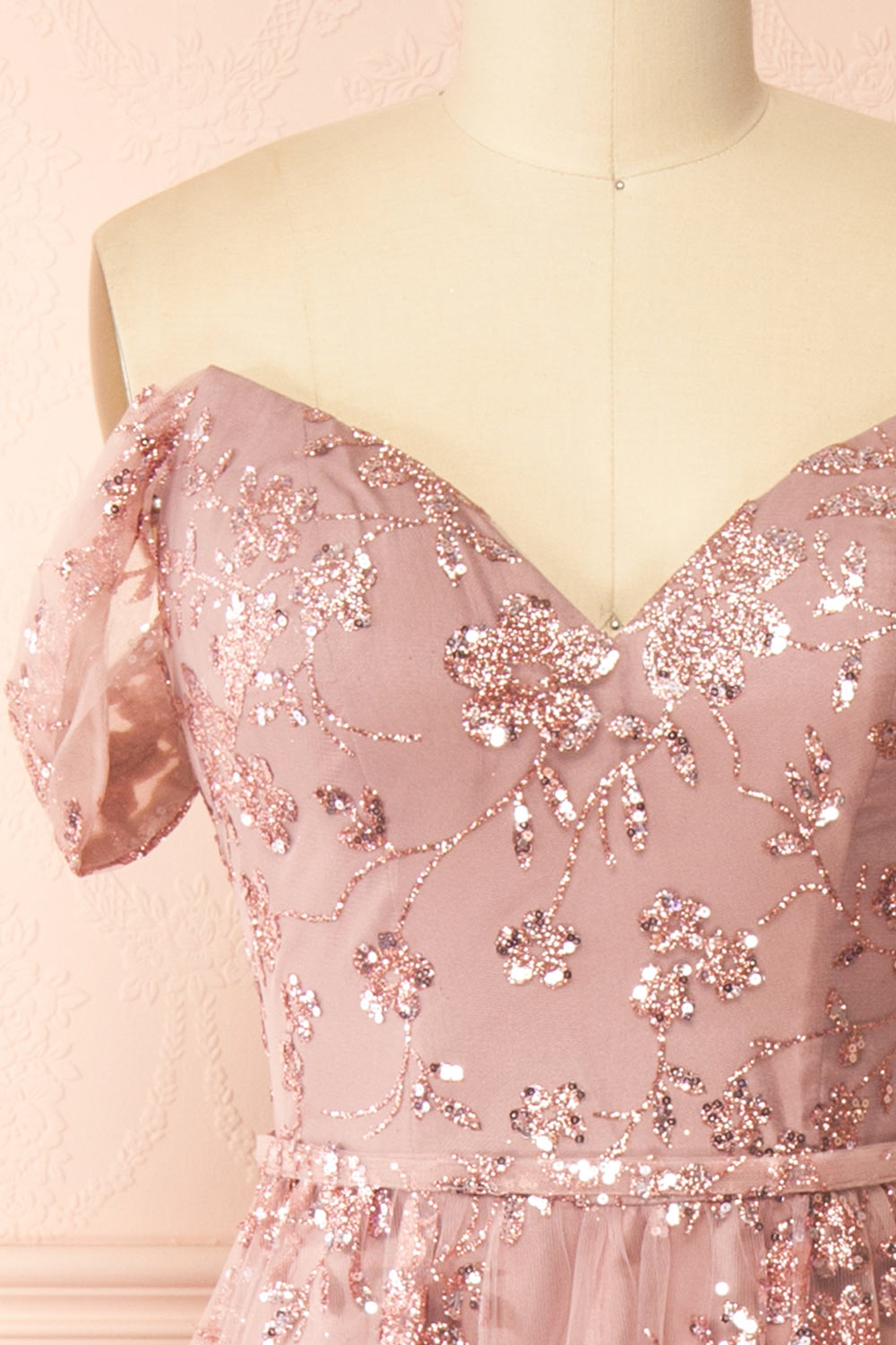 Alienor Glittery Off the Shoulder Maxi Dress | Boutique 1861 front