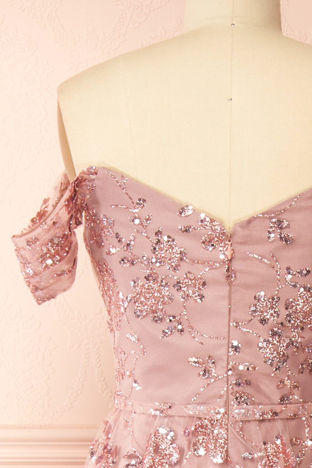 Alienor Glittery Off the Shoulder Maxi Dress | Boutique 1861 back