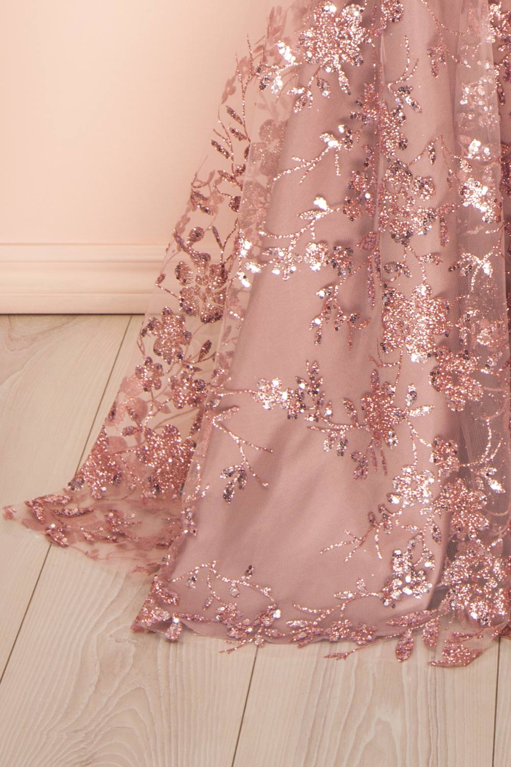 Alienor Glittery Off the Shoulder Maxi Dress | Boutique 1861 bottom