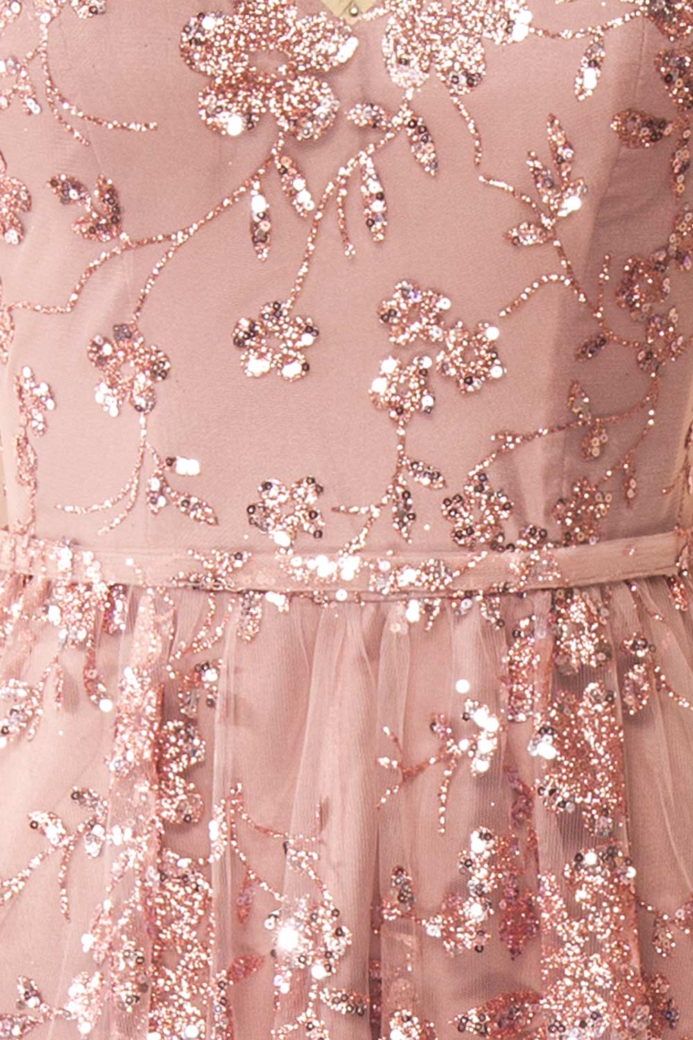 Alienor Glittery Off the Shoulder Maxi Dress | Boutique 1861 fabric