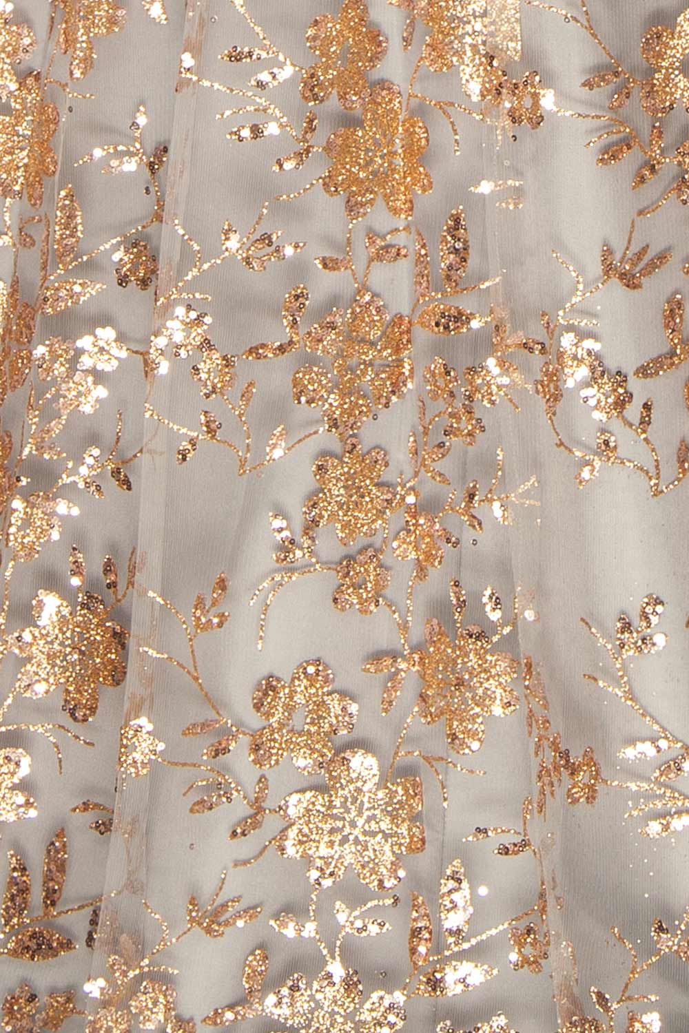 fabric of Alienor Grey Glittery Off the Shoulder Maxi Dress from Boutique 1861