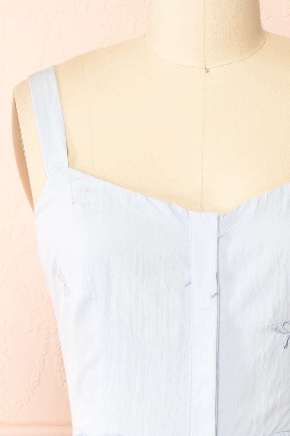 Allegra Short Blue Dress with Bow Embroidery | Boutique 1861 front
