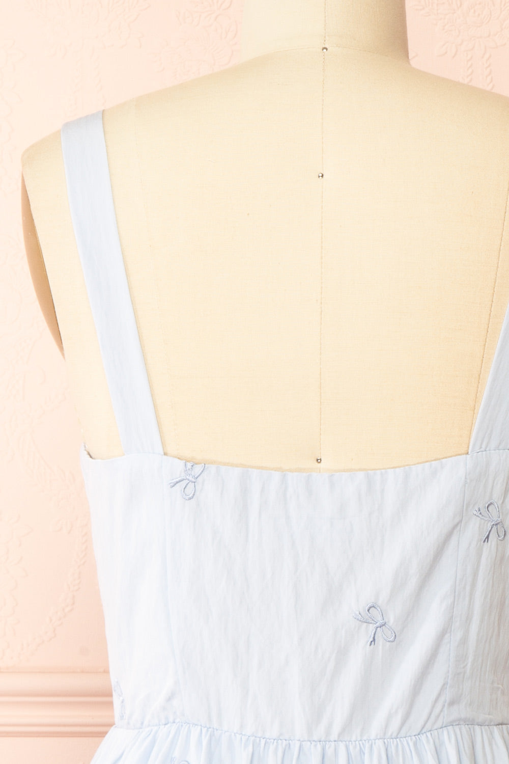 Allegra Short Blue Dress with Bow Embroidery | Boutique 1861 back