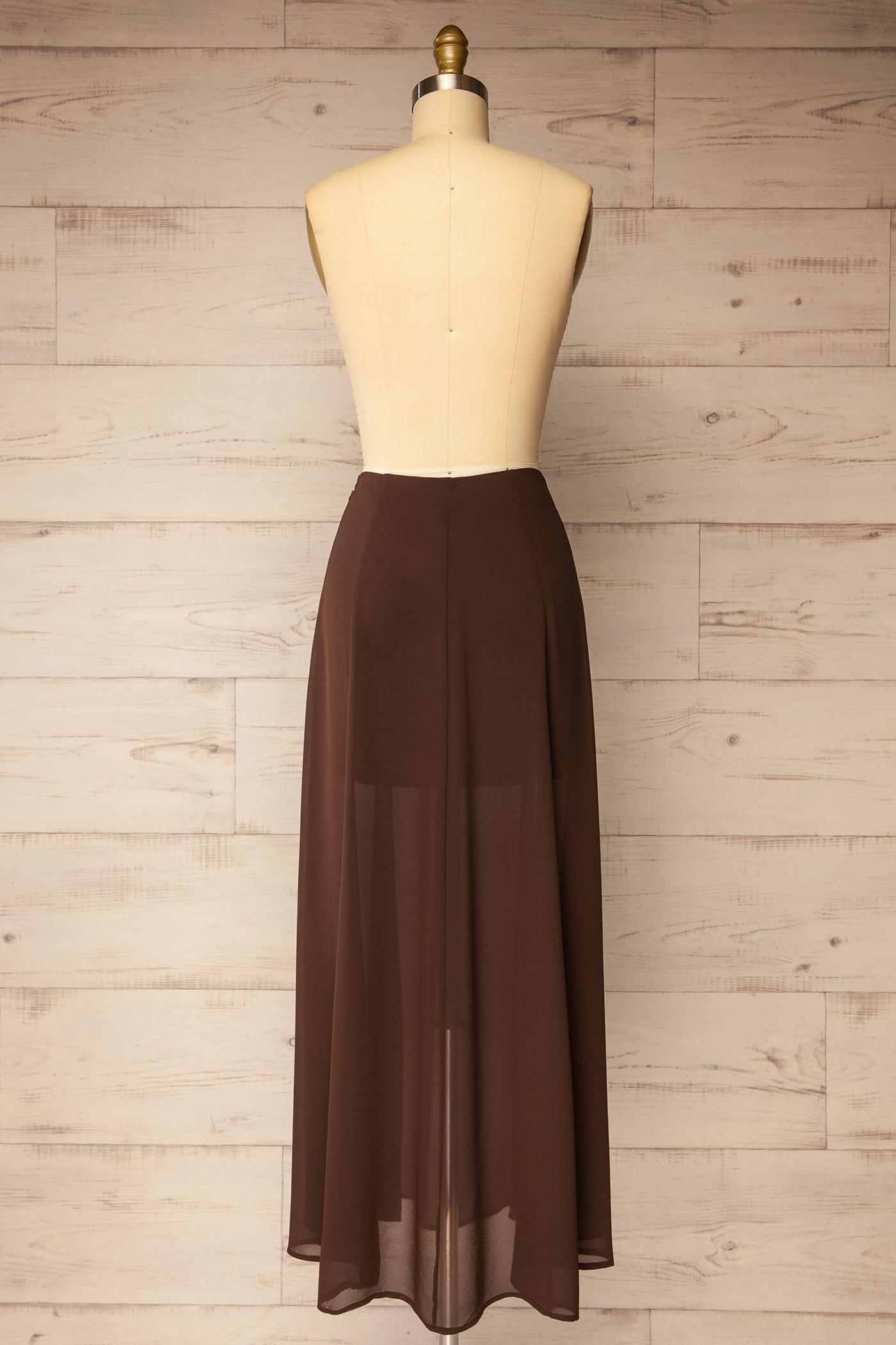 back view of Allendorf Brown Sheer Maxi Skirt at La petite garçonne