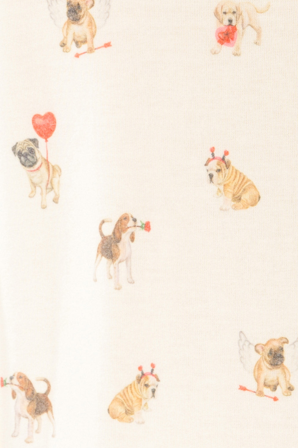 Almora White Long Sleeves Top with Dog Print | La petite garçonne fabric