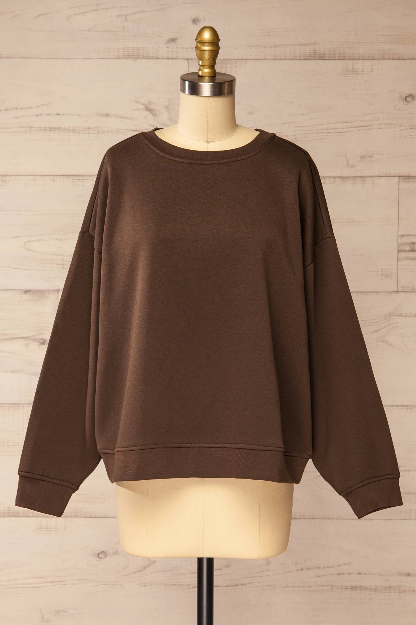 front view of Altenau Brown Oversized Sweatshirt at La petite garçonne