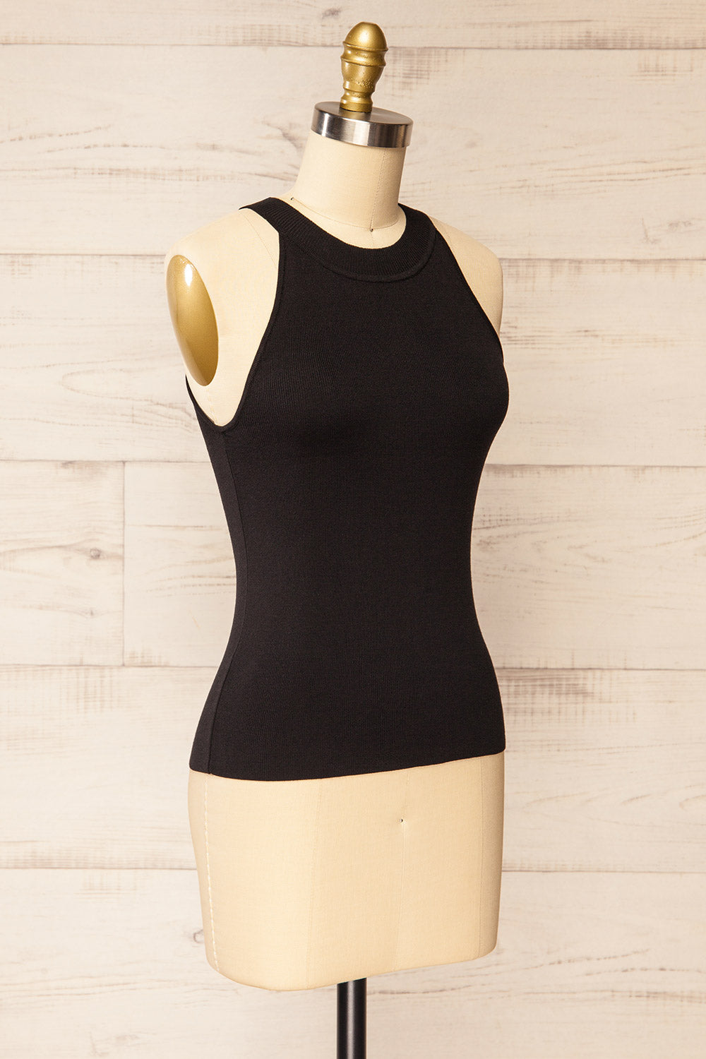 Altrincham Black Halter Neck Knit Top | La petite garçonne side view