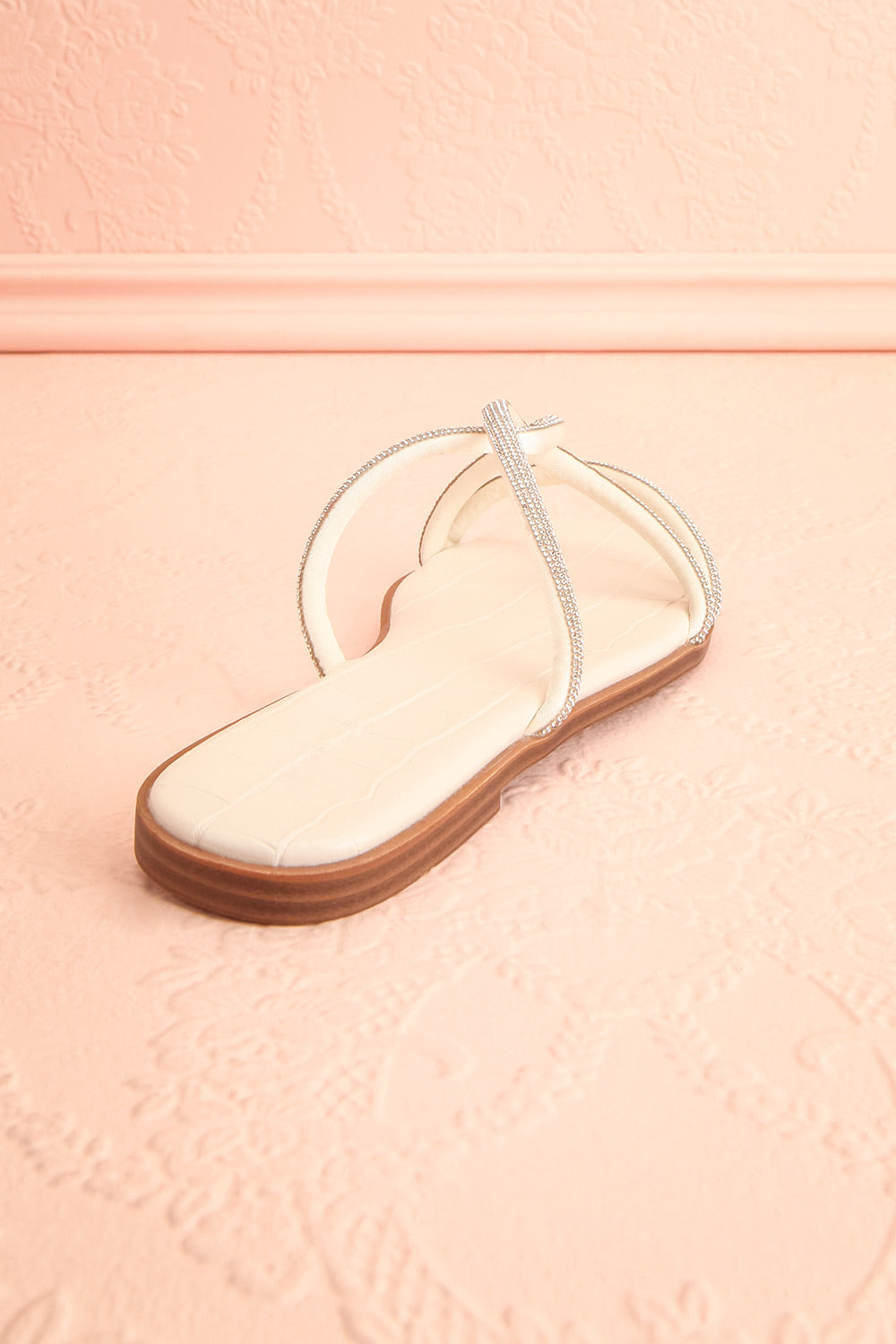 Alvera Flat Sandals w/ Rhinestone Straps | Boudoir 1861 back view