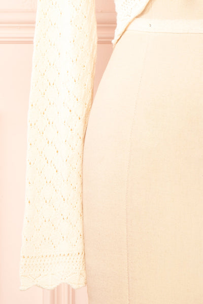 Alverine Knitted Ivory Top w/ Drawstrings | Boutique 1861 sleeve close-up