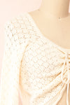 Alverine Knitted Ivory Top w/ Drawstrings | Boutique 1861 side close-up