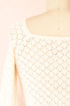 Alverine Knitted Ivory Top w/ Drawstrings | Boutique 1861 back close-up