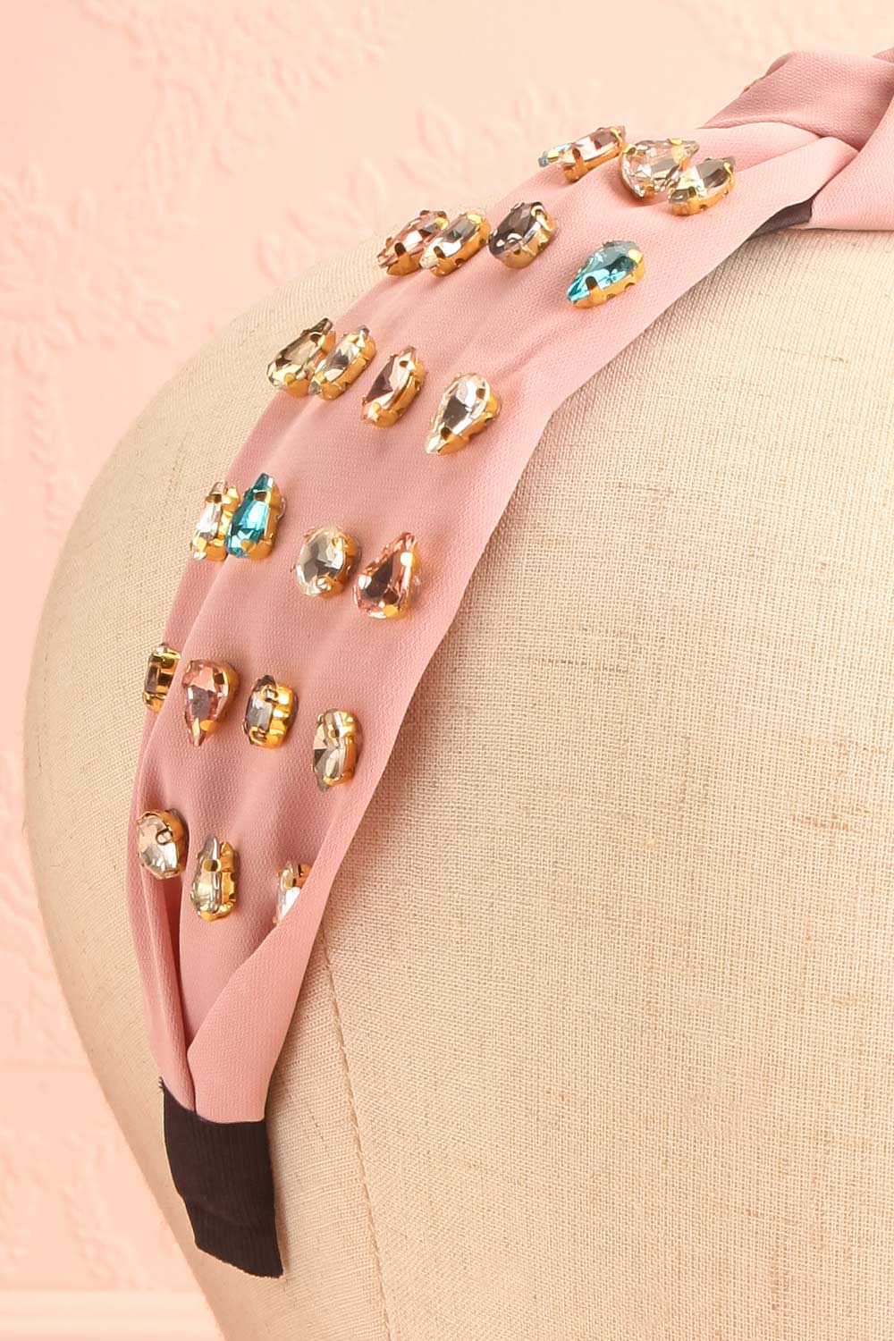 Alvy Pink | Headband w/ Multicolor Crystals close-up