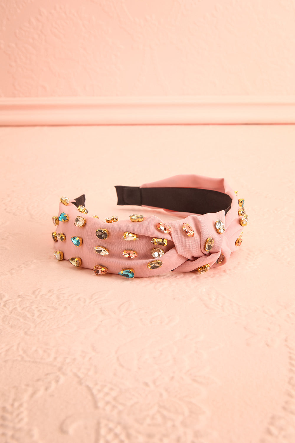 Alvy Pink | Headband w/ Multicolor Crystals flat view