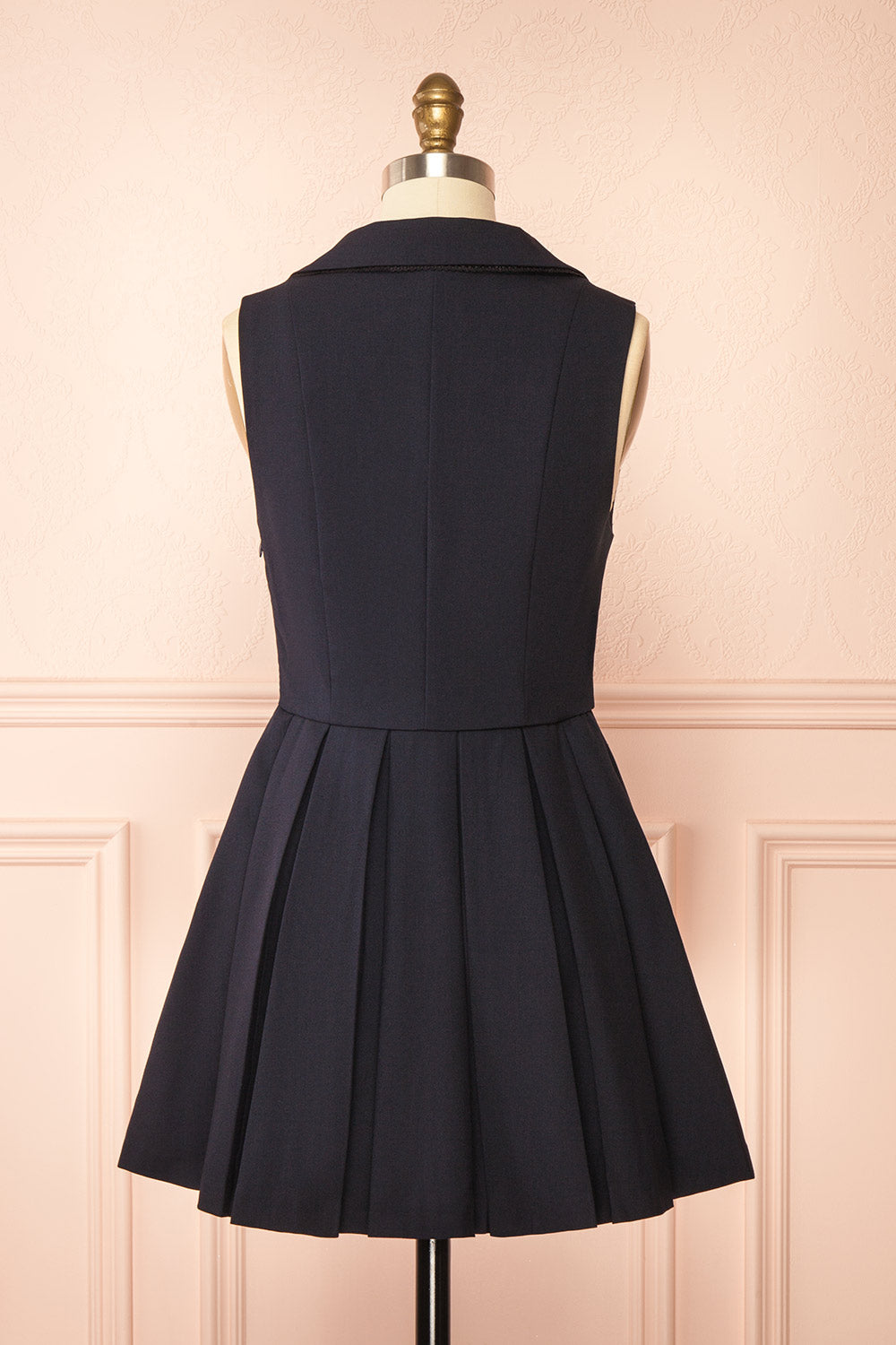 Alydia Short Black Preppy Dress with Pockets | Boutique 1861 back view