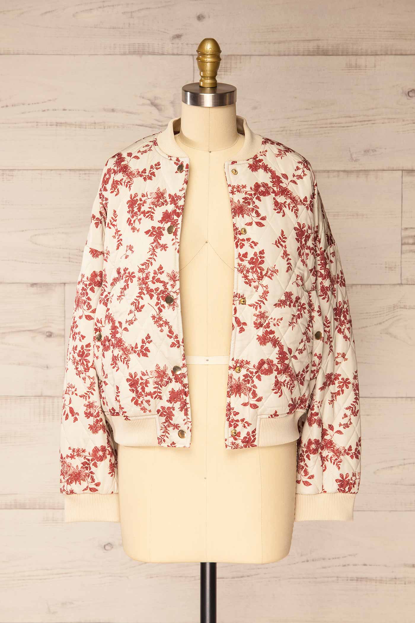 Alzenau Cream Quilted Jacket with Floral Print | La petite garçonne open