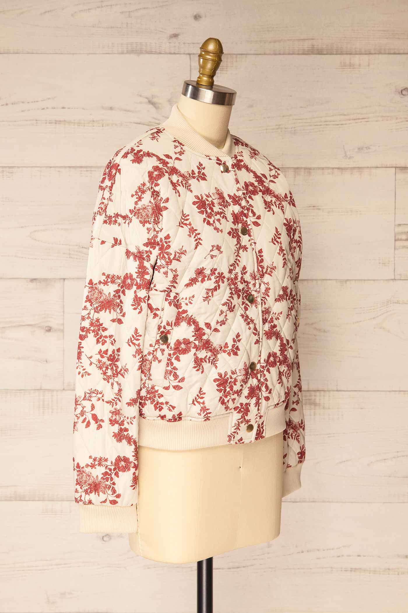 Alzenau Cream Quilted Jacket with Floral Print | La petite garçonne side