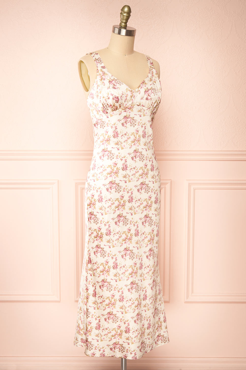 Amabel Floral Silky Midi Dress | Boutique 1861 side view