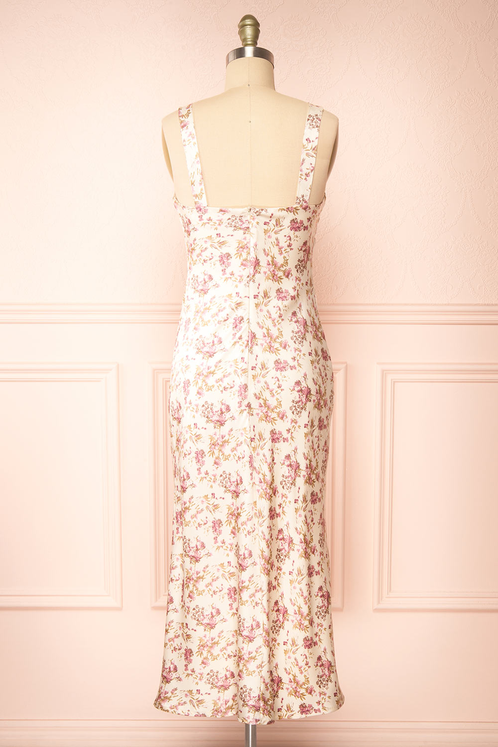 Amabel Floral Silky Midi Dress | Boutique 1861 back view