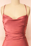 Amana Pink Maxi Satin Dress w/ Cowl Neck | Boutique 1861 front