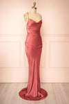 Amana Pink Maxi Satin Dress w/ Cowl Neck | Boutique 1861 side view
