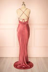 Amana Pink Maxi Satin Dress w/ Cowl Neck | Boutique 1861 back view