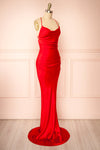 Amana Red Maxi Satin Dress w/ Cowl Neck | Boutique 1861 side view